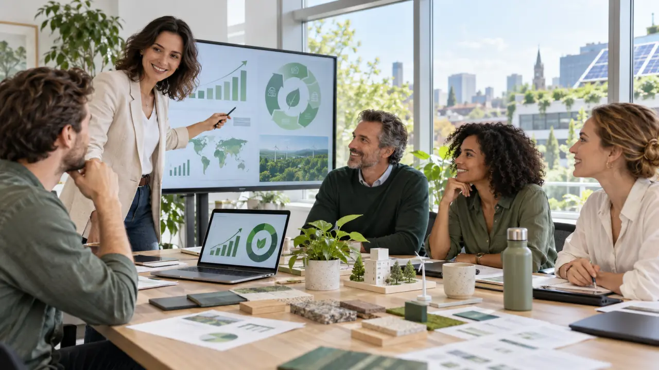 Équipe de PME travaillant sur une stratégie de décarbonation et de croissance verte