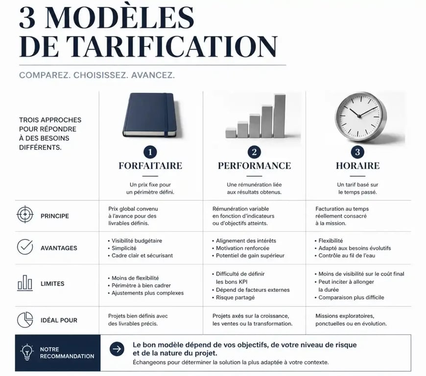 Comparaison des modèles de tarification pour un coach business mentor