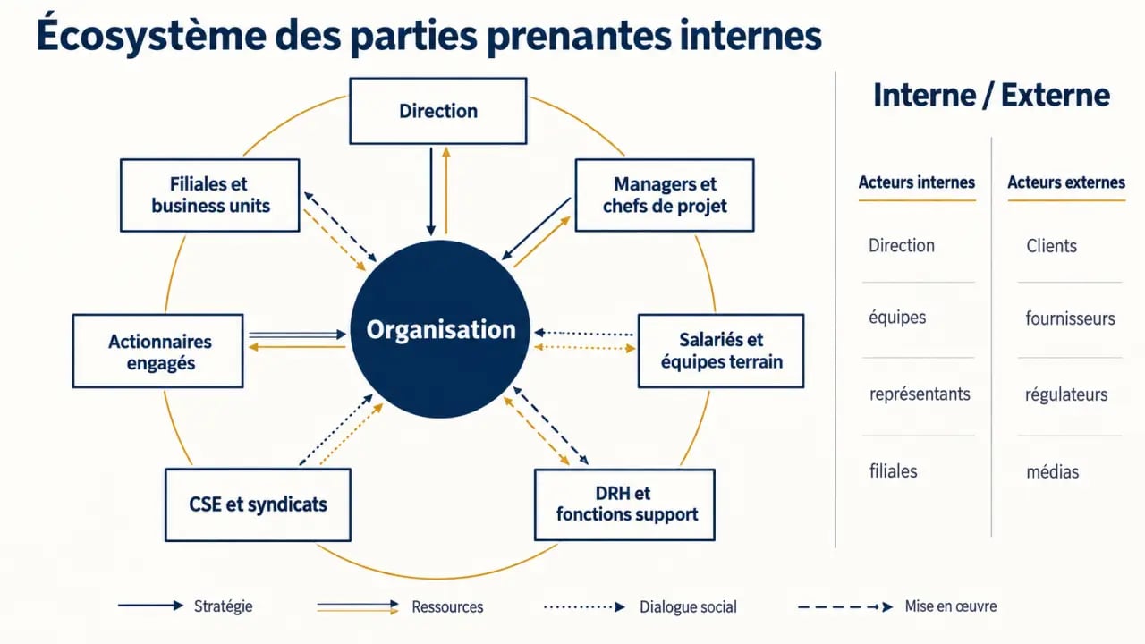 Partie prenante interne : acteurs de l’organisation et liens avec les parties prenantes externes
