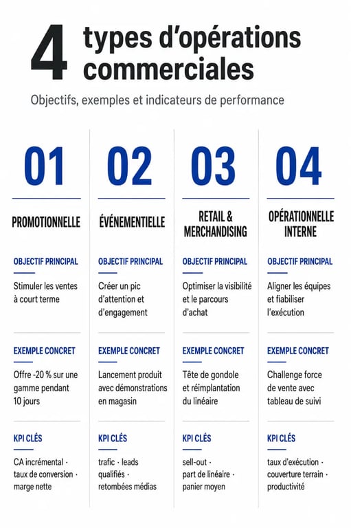 Infographie des opérations commerciales : types, objectifs et KPI