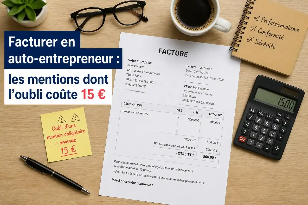 Facturer en auto-entrepreneur : les mentions dont l'oubli coûte 15 €
