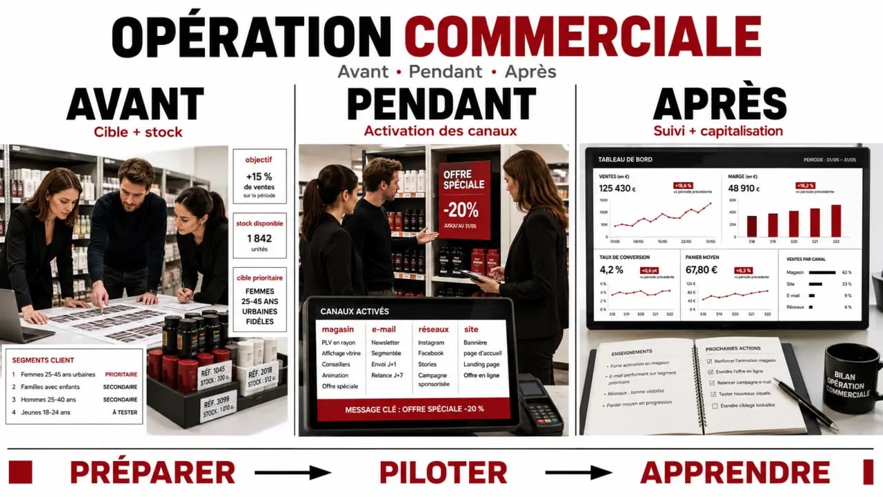 Processus des opérations commerciales avant, pendant et après