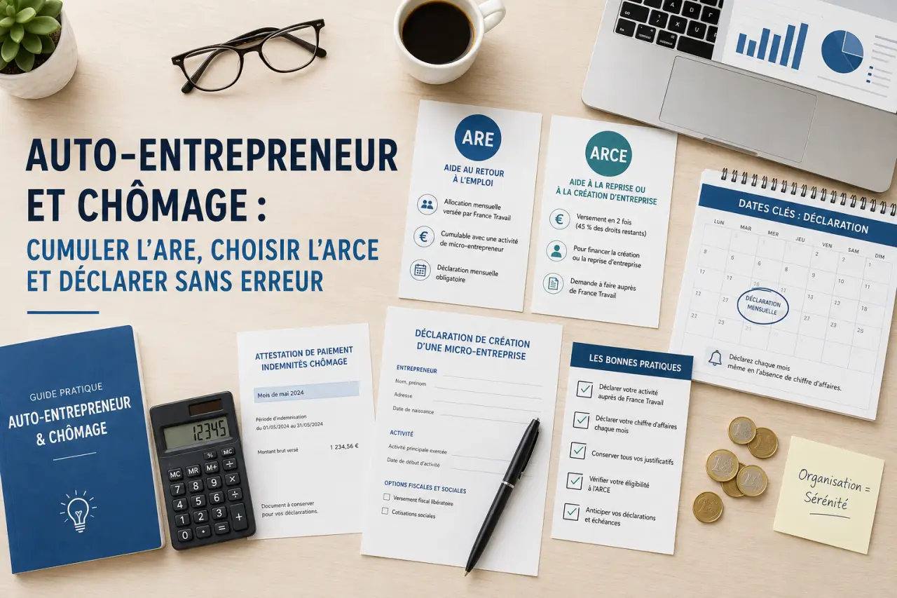 Auto-entrepreneur et chômage : cumuler l’ARE, choisir l’ARCE et déclarer sans erreur