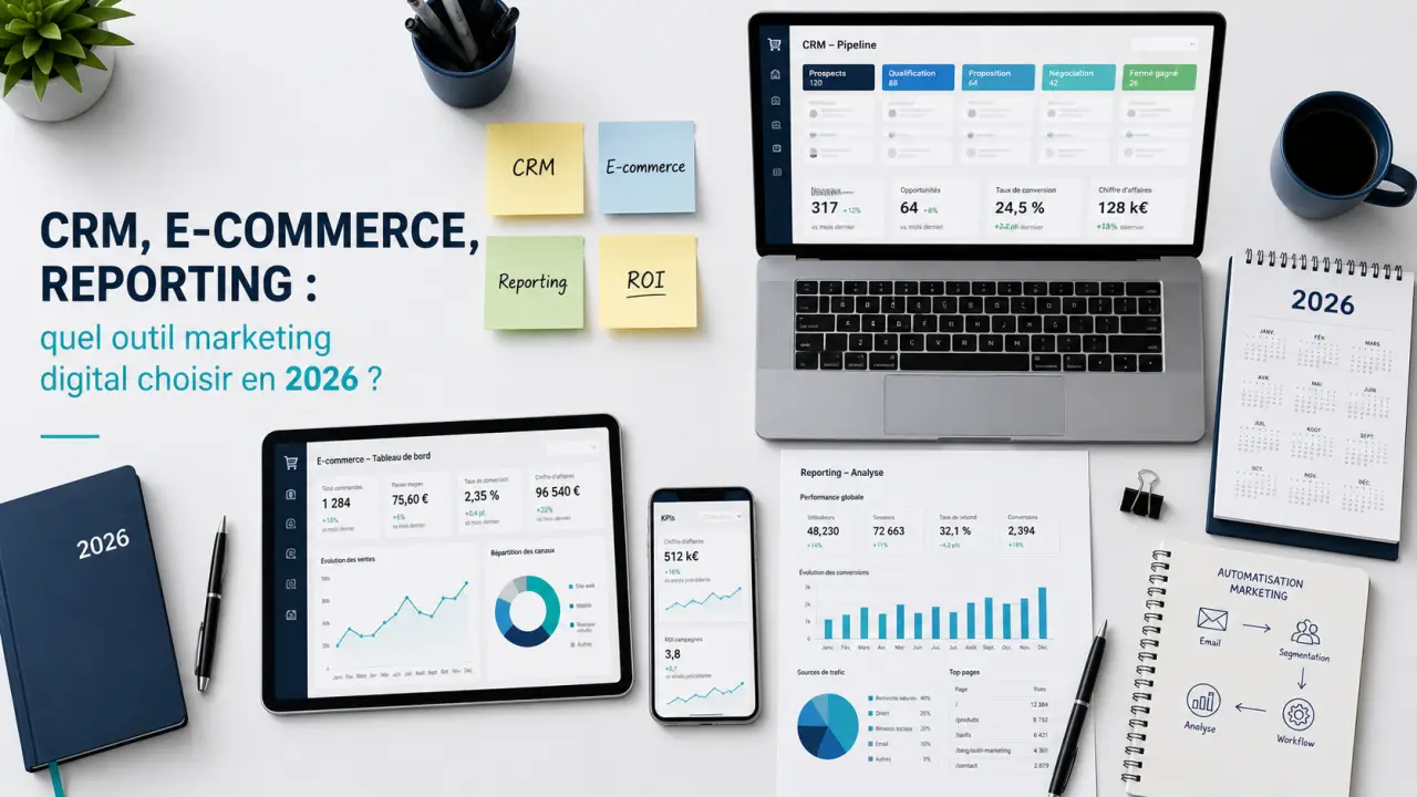 CRM, e-commerce, reporting : quel outil marketing digital choisir en 2026 ?
